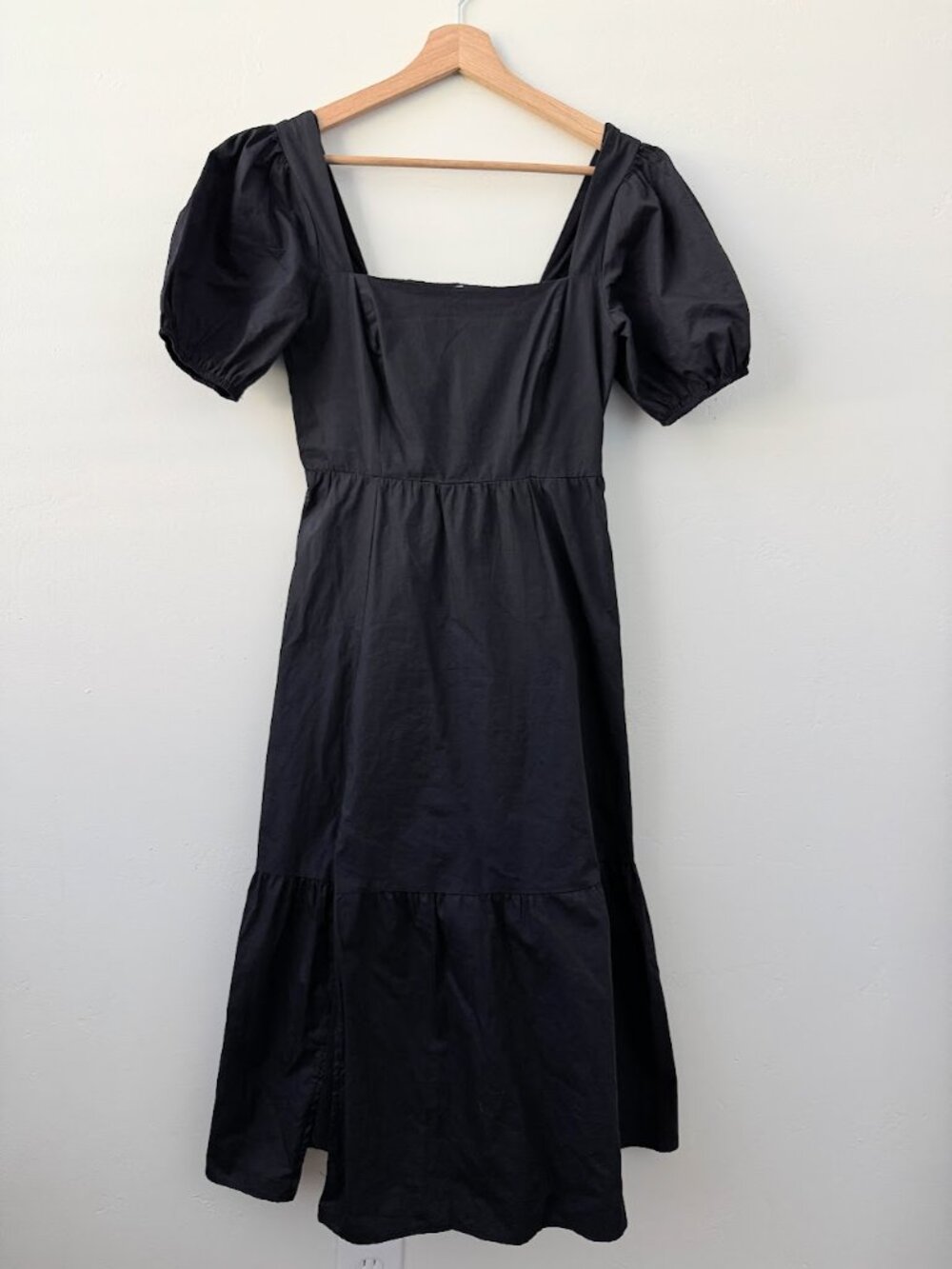 ASTR The Label Black Cotton Puff Sleeve Midi Dress Size S - Picture 2 of 12